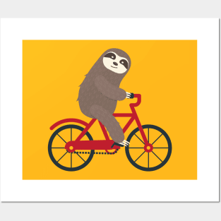 Sloth on a bicycle Posters and Art